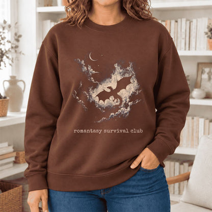 Romantasy Survival Club Softstyle Sweatshirt | Fantasy Reader Gift Cocoa