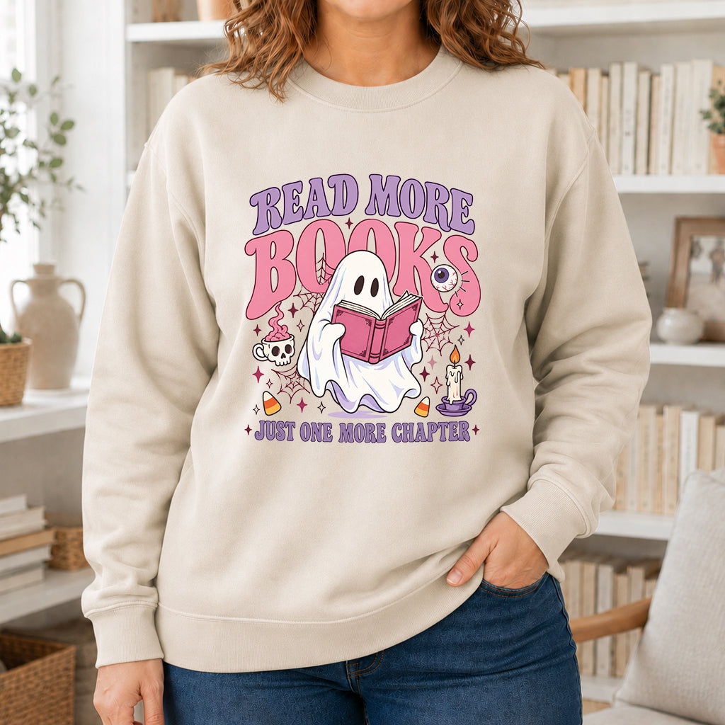 Read More Books Printed Sweatshirt | Halloween Book Lover Gift Sand