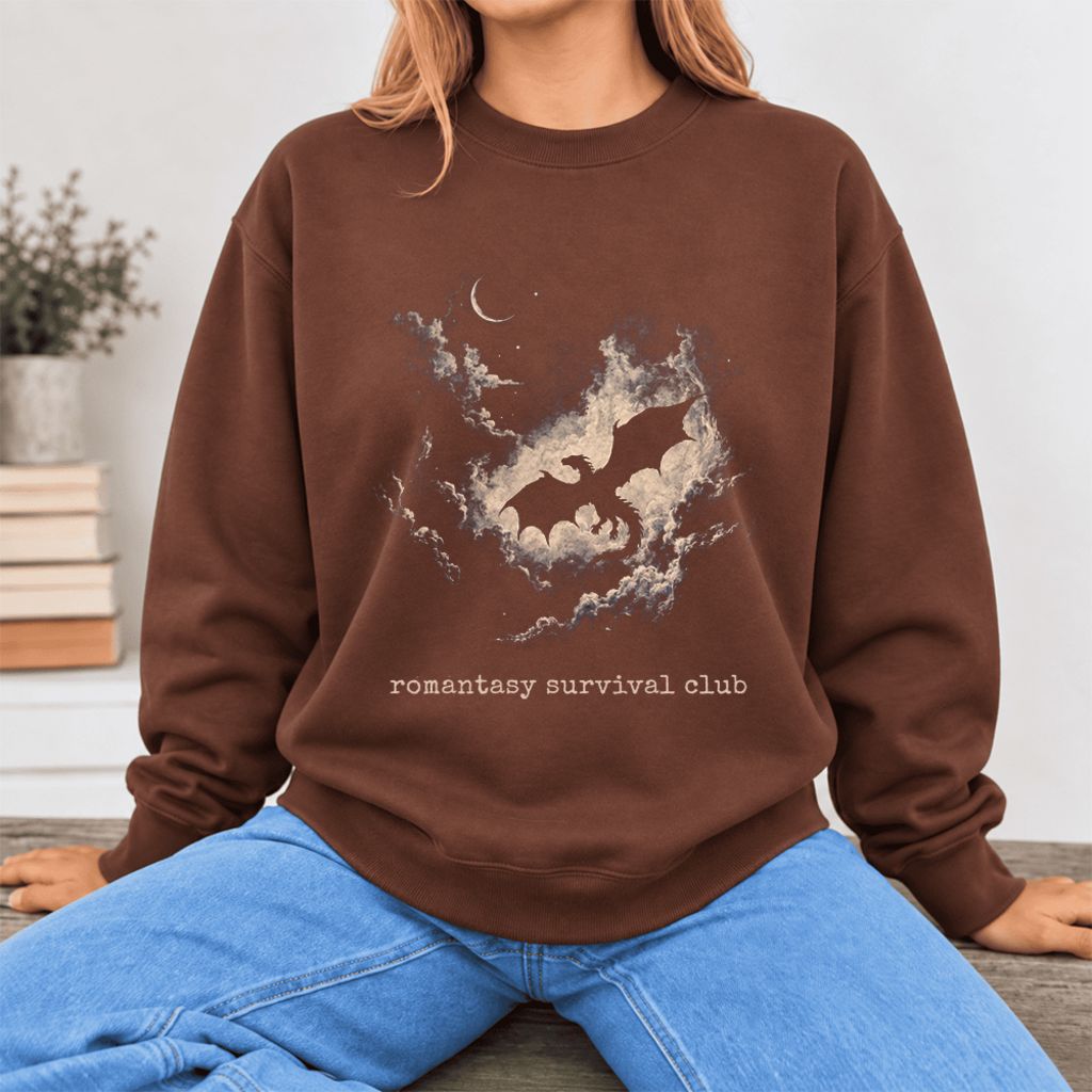 Romantasy Survival Club Softstyle Sweatshirt | Fantasy Reader Gift Cocoa