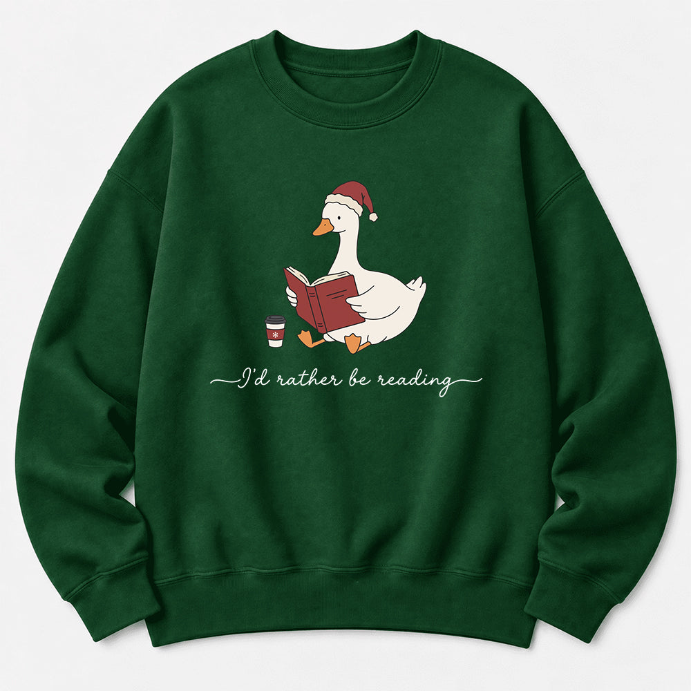 I'D Rather Be Reading Softstyle Sweatshirt | Christmas Book Lover Gift Forest Green