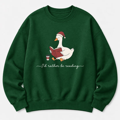 I'D Rather Be Reading Softstyle Sweatshirt | Christmas Book Lover Gift Forest Green