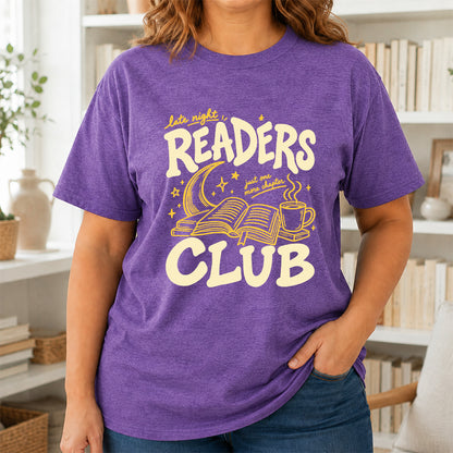 Late Night Readers Club Softstyle T-Shirt | Book Lover Gift Late Night Readers Club Softstyle T-Shirt | Book Lover Gift Heather Purple