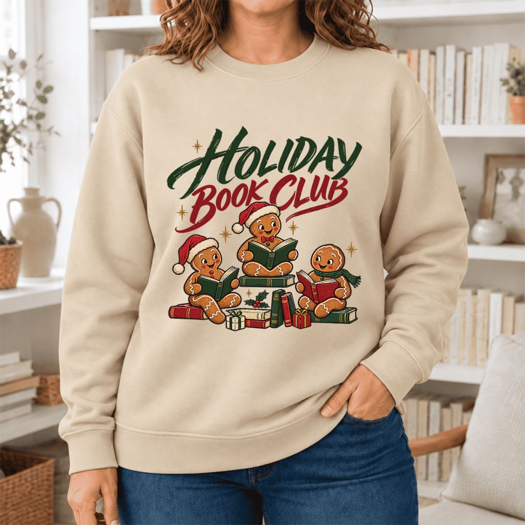 Holiday Book Club Softstyle Sweatshirt | Christmas Book Club Gift Sand