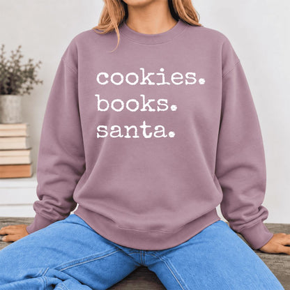 Cookies Books Santa Softstyle Sweatshirt | Christmas Book Lover Gift Paragon