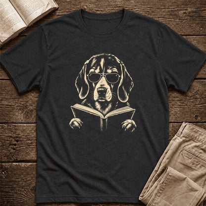 Golden Retriever Reading Book Ultra-Soft Cotton T-Shirt | Dog Mom Reader Gift Black Heather