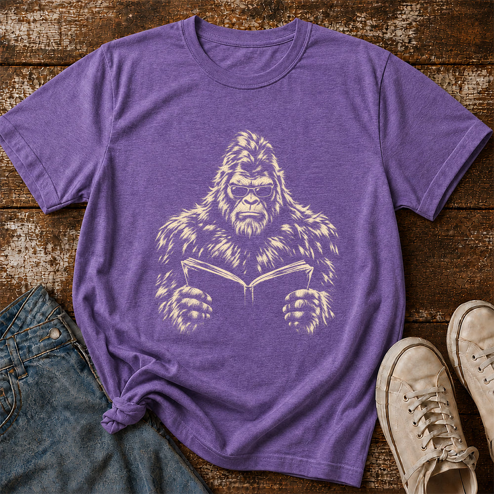 Big Foot Reading Book Softstyle T-Shirt | Book Lover Gift Heather Purple