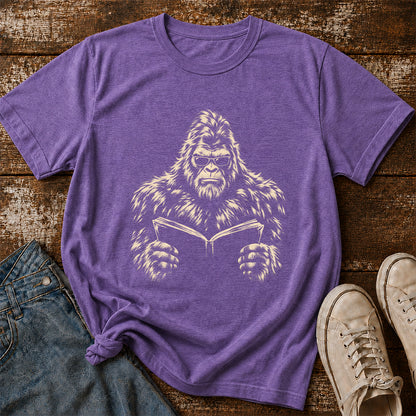 Big Foot Reading Book Softstyle T-Shirt | Book Lover Gift Heather Purple