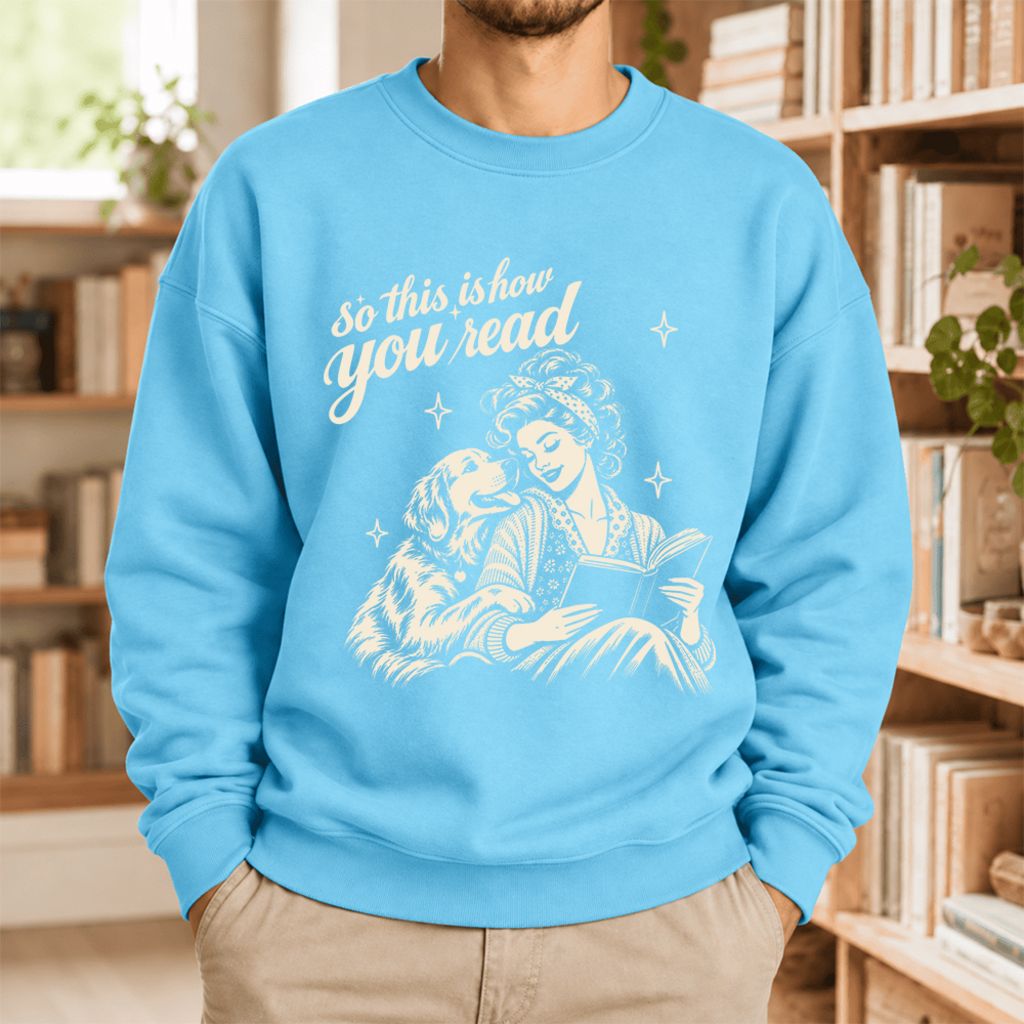 How You Read Golden Retriever Softstyle Sweatshirt | Dog Mom Reader Gift Sky