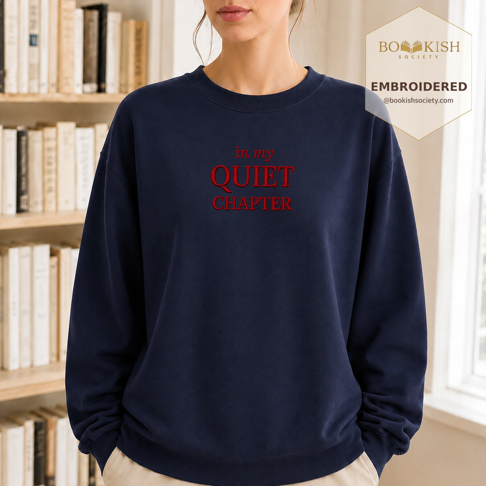 In My Quiet Chapter Embroidered Sweatshirt | Reader Gift Navy