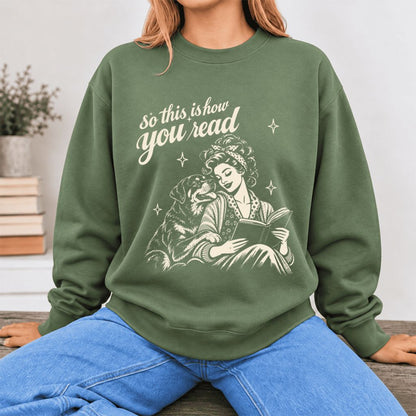 How You Read Rottweiler Softstyle Sweatshirt | Cozy Dog Mom Reader Gift Military Green