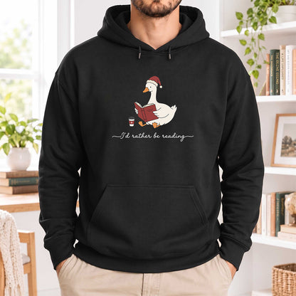 I'd Rather Be Reading Softstyle Hoodie | Christmas Book Lover Gift Black