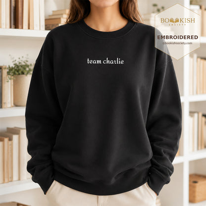 Team Charlie Embroidered Sweatshirt | Reader Gift Black