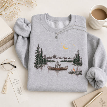 Reading Ghost On The Boat Printed Sweatshirt | Halloween Reader Gift Sport Grey
