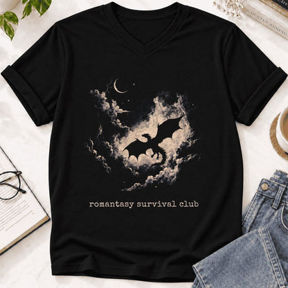Romantasy Survival Club Ultra-Soft V-Neck | Fantasy Book Lover Gift Black