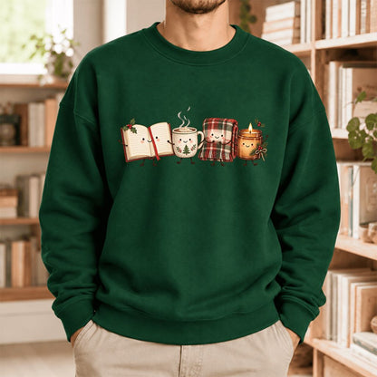 Christmas Cozy Club Softstyle Sweatshirt | Christmas Reader Gift Forest Green