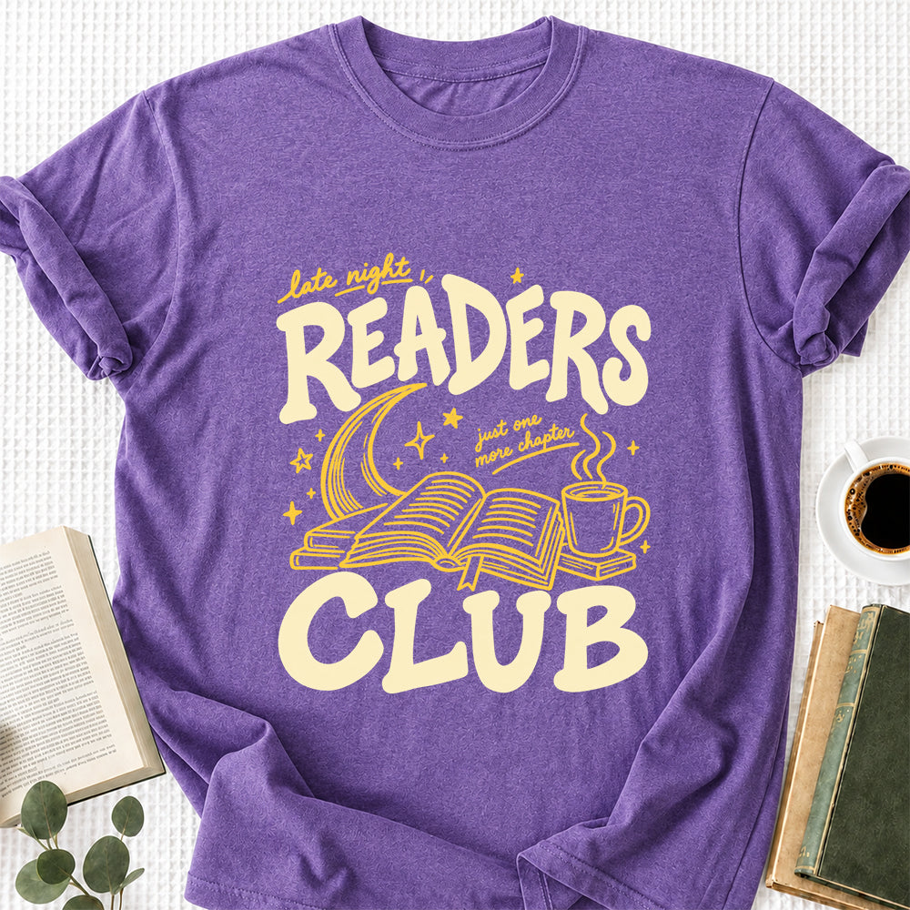 Late Night Readers Club Softstyle T-Shirt | Book Lover Gift Heather Purple