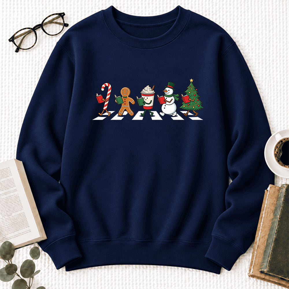 Christmas Reading Parade Softstyle Sweatshirt | Christmas Gift For Readers Navy