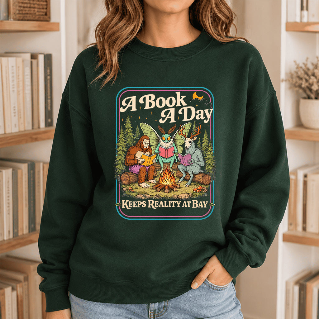 Cryptid Book Club Crewneck Sweatshirt | Reader Gift Forest Green