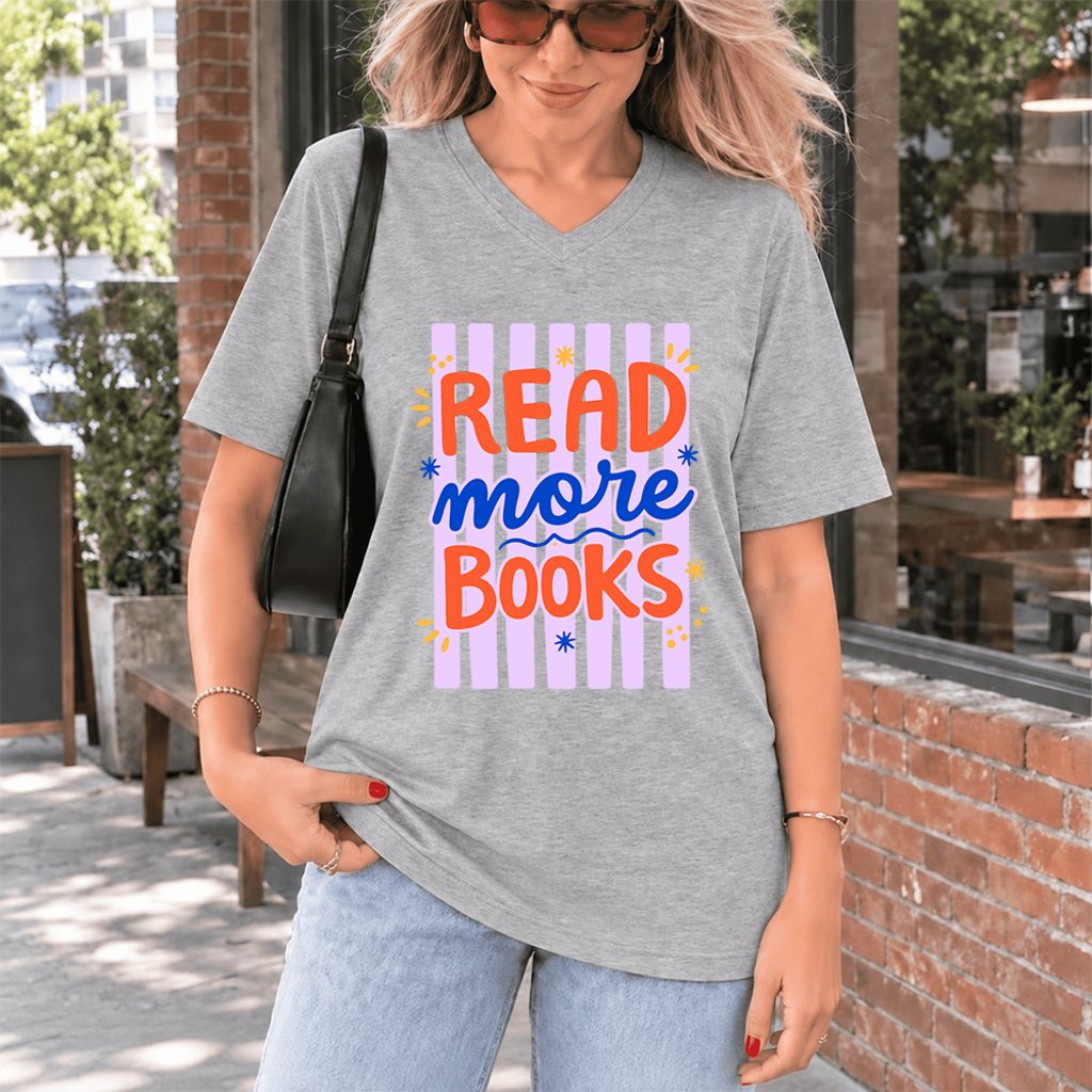 Read More Books Ultra-Soft V-Neck | Energizing Book Lover Gift Athletic Heather