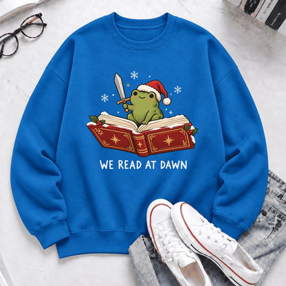 We Read At Dawn Frog Softstyle Sweatshirt | Christmas Book Lover Gift Royal