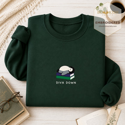 Diva Down Penguin Embroidered Sweatshirt | Reader Gift Forest Green