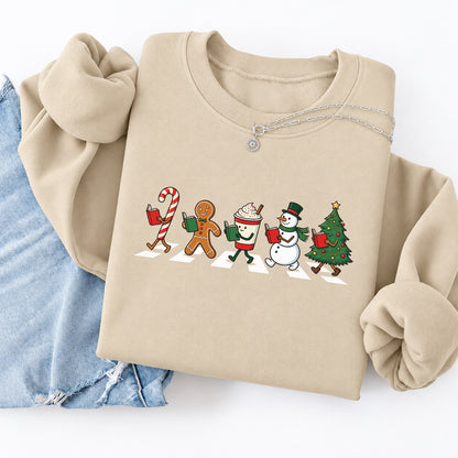 Christmas Reading Parade Softstyle Sweatshirt | Christmas Gift For Readers Sand