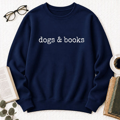 Dogs & Books Softstyle Sweatshirt | Dog Lover & Reader Gift Navy
