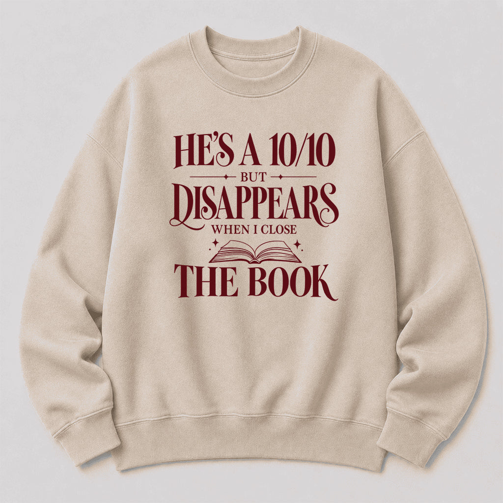 He's A 10/10 Fiction Boyfriend Crewneck Sweatshirt | Romantasy Reader Gift Sand