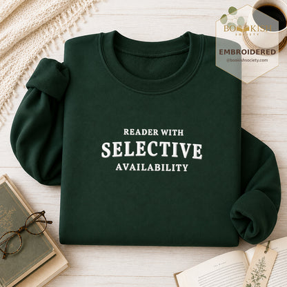 Reader With Selective Availability Embroidered Sweatshirt | Reader Gift Forest Green