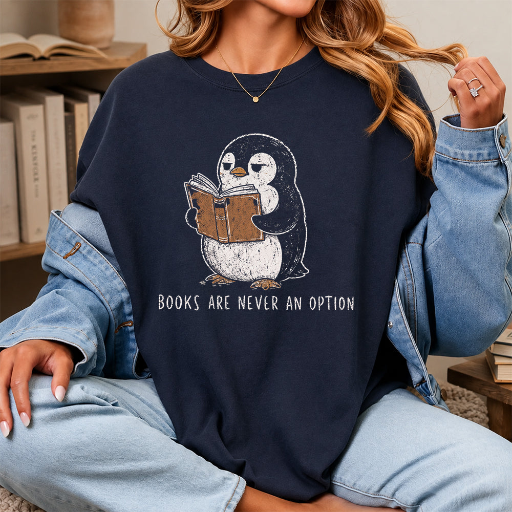 Books Are Never An Option Softstyle T-Shirt | Book Lover Gift Navy