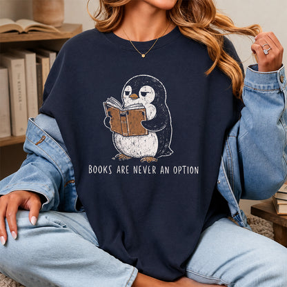 Books Are Never An Option Softstyle T-Shirt | Book Lover Gift Navy