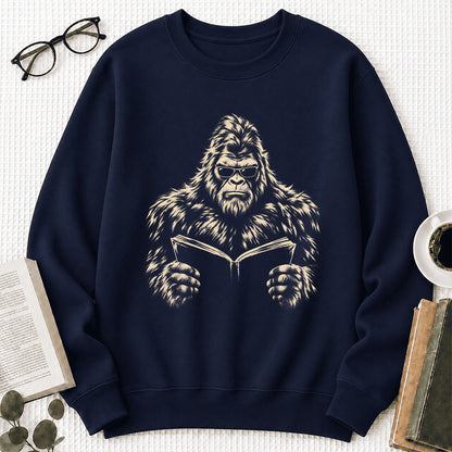 Big Foot Reading Book Crewneck Sweatshirt | Reader Gift Navy