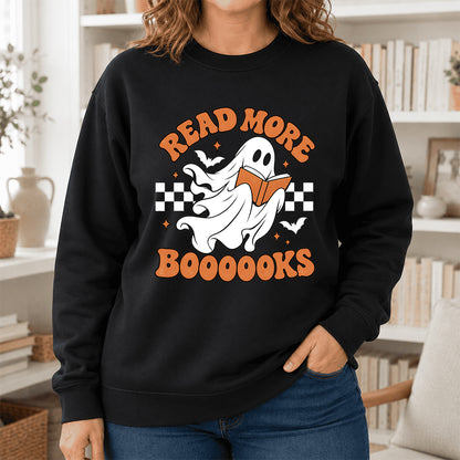 Read More Books Ghost Printed Sweatshirt | Halloween Book Lover Gift Black