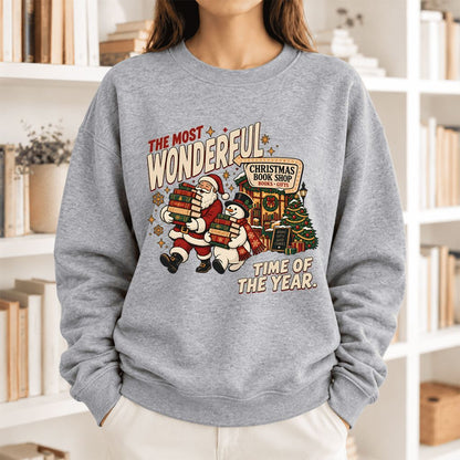 The Most Wonderful Time Softstyle Sweatshirt | Christmas Reader Gift Sport Grey