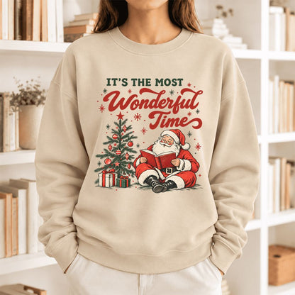 It’S The Most Wonderful Time Softstyle Sweatshirt | Christmas Book Lover Gift Sand
