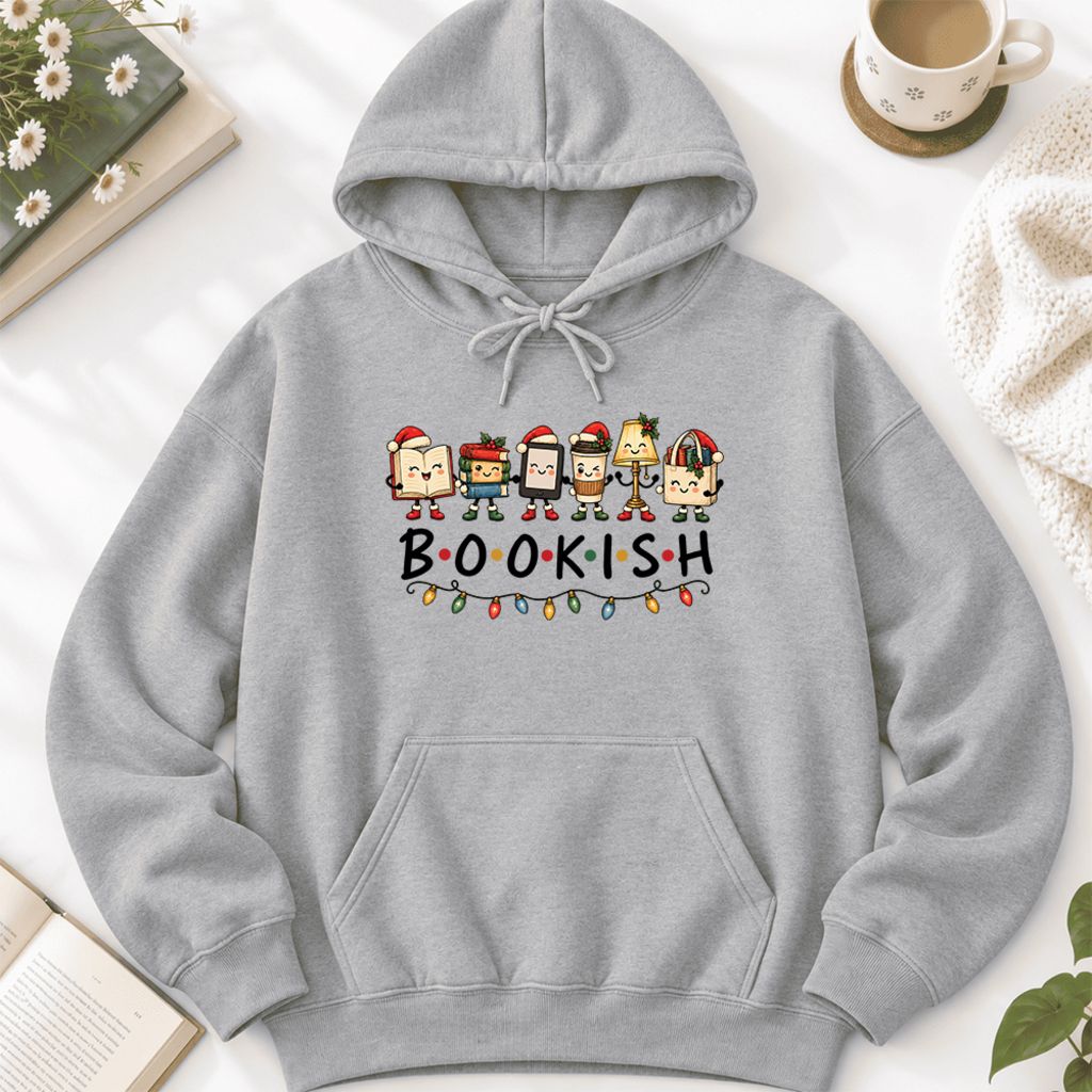 Christmas Bookish Things Softstyle Hoodie | Christmas Gift For Readers Sport Grey