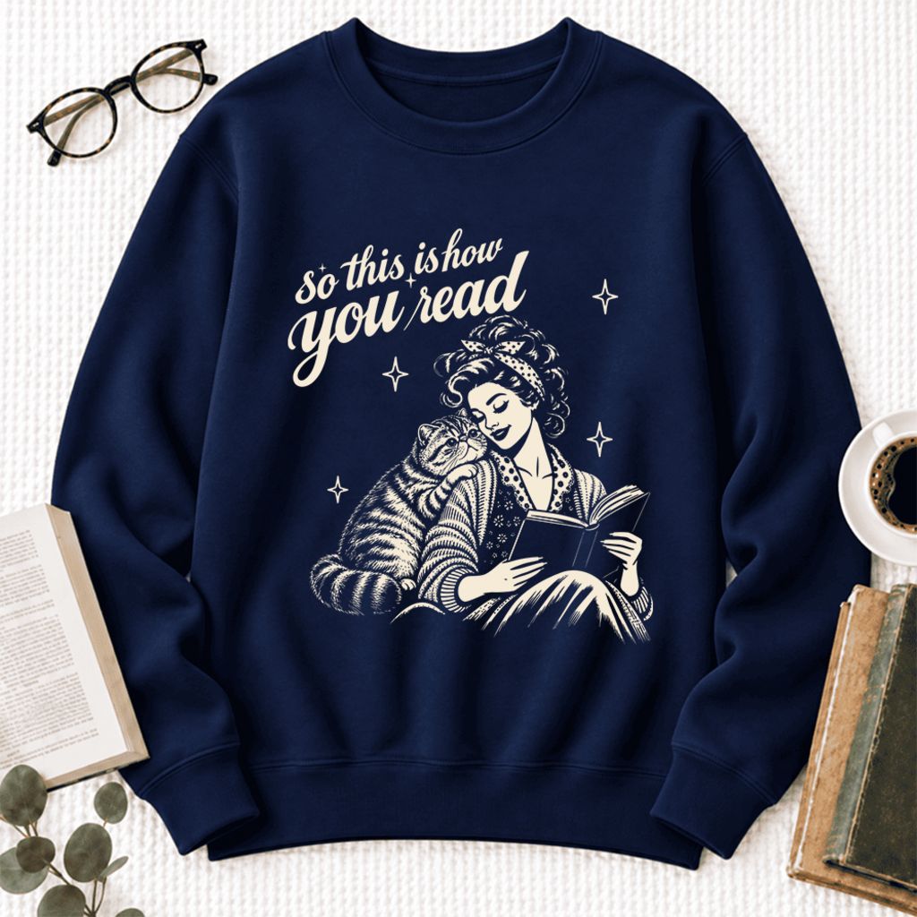 How You Read Exotic Shorthair Softstyle Sweatshirt | Cozy Cat Lover Reader Gift Navy