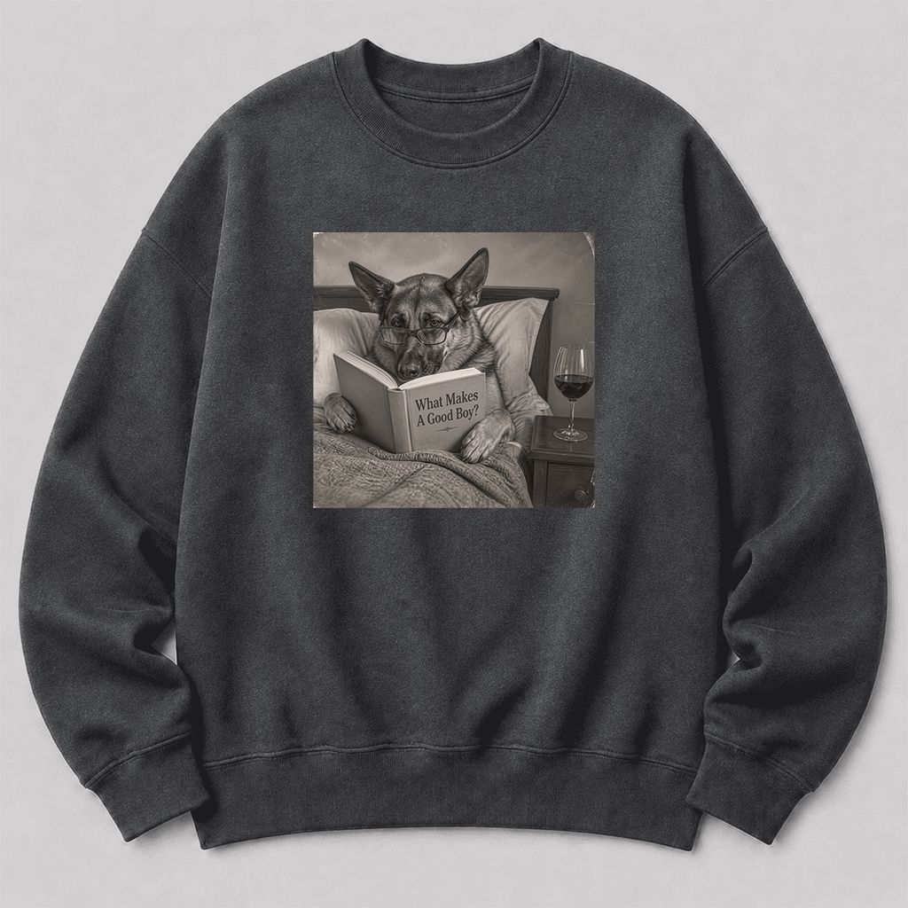 What Makes A Good Boy Crewneck Sweatshirt | Dog Lover Reader Gift Dark Heather