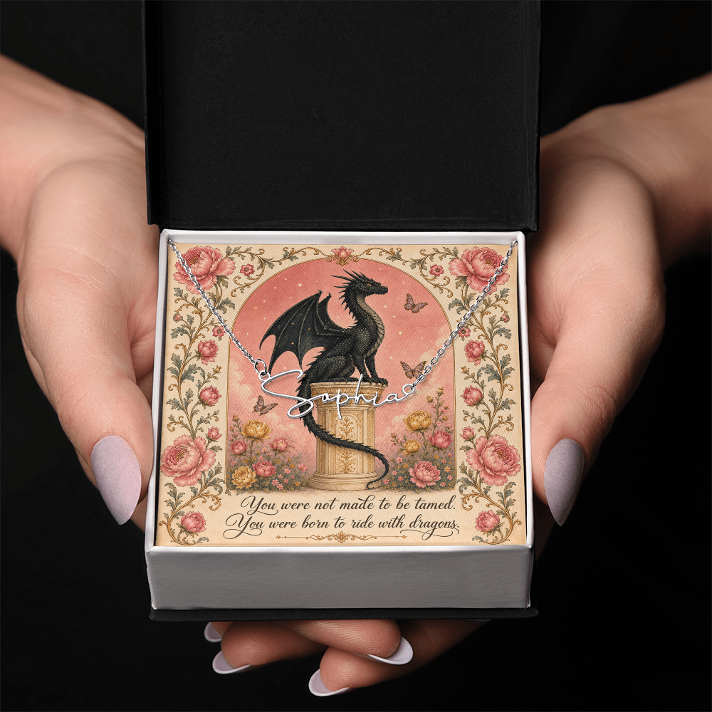 You Were Not To Be Tamed Decorative Card And Custom Name Polished Stainless Steel Necklace With Box Book Lover Gift Font 2