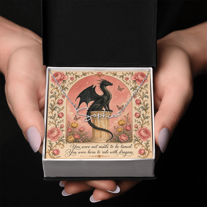 You Were Not To Be Tamed Decorative Card And Custom Name Polished Stainless Steel Necklace With Box Book Lover Gift Font 2
