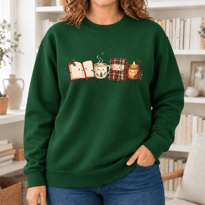 Christmas Cozy Club Softstyle Sweatshirt | Christmas Reader Gift Forest Green