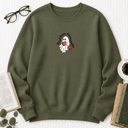 Read More Book Crewneck Sweatshirt | Halloween Reader Gift Military Green