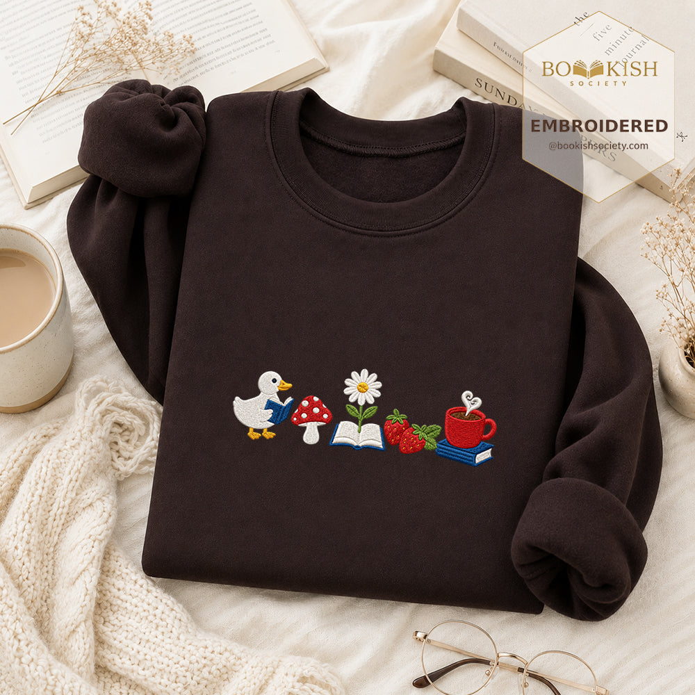 Duck Mushroom Embroidered Sweatshirt | Reader Gift Dark Chocolate