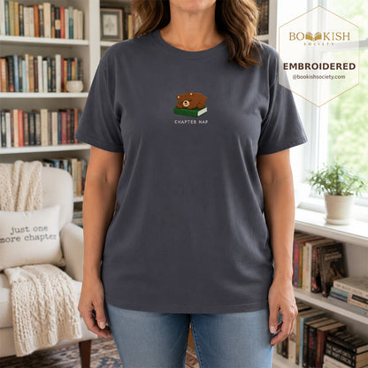 Embroidered Chapter Nap Comfort Color® T-shirt Book Lover Gift Navy