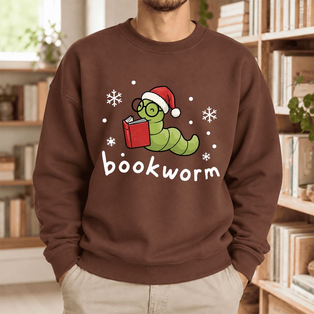 Christmas Bookworm Softstyle Sweatshirt | Christmas Book Lover Gift Cocoa