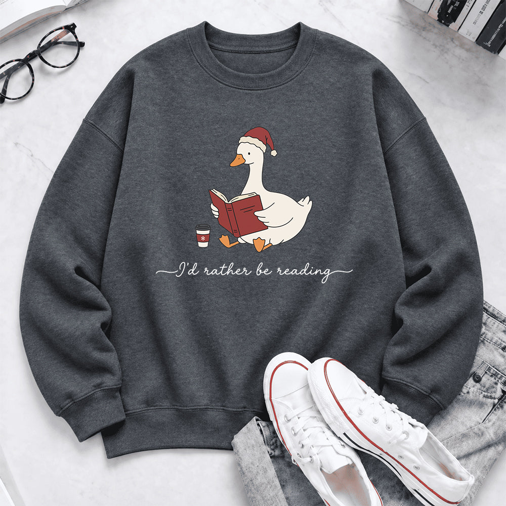 I'D Rather Be Reading Softstyle Sweatshirt | Christmas Book Lover Gift Dark Heather