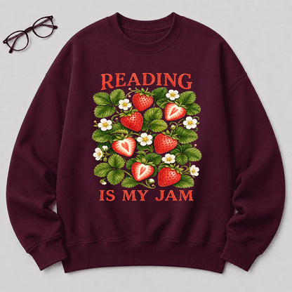 Reading Is My Jam Crewneck Sweatshirt | Reader Gift Maroon