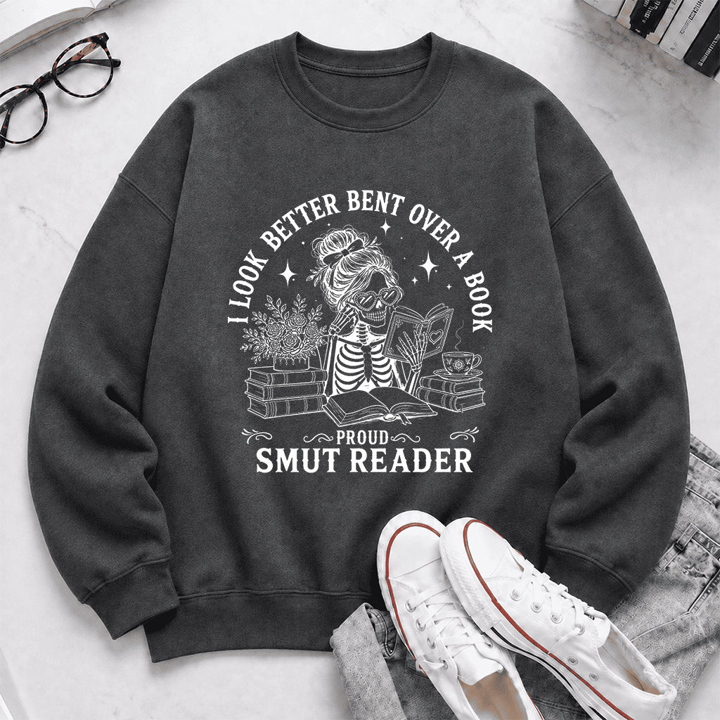 I Look Better Bend Over A Book Crewneck Sweatshirt | Reader Gift Dark Heather