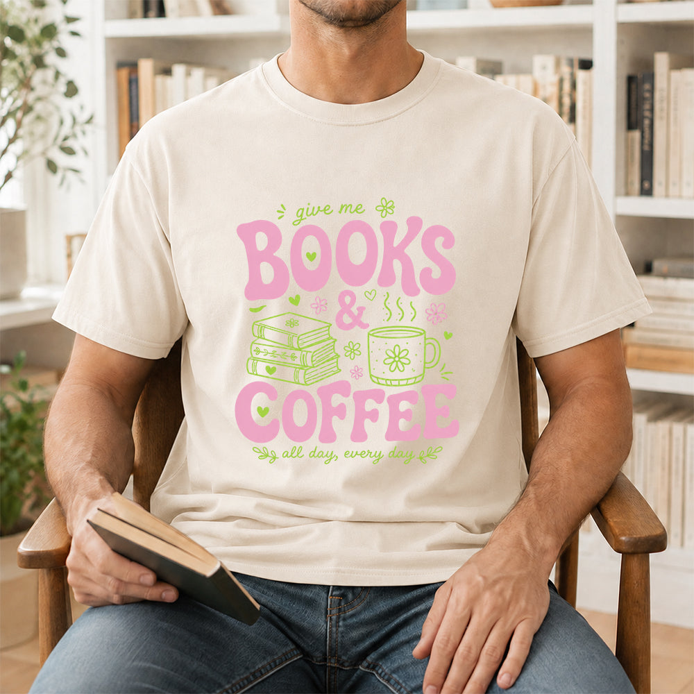 Books and Coffee Softstyle T-Shirt | Book Lover Gift Natural