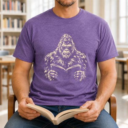 Big Foot Reading Book Softstyle T-Shirt | Book Lover Gift Heather Purple